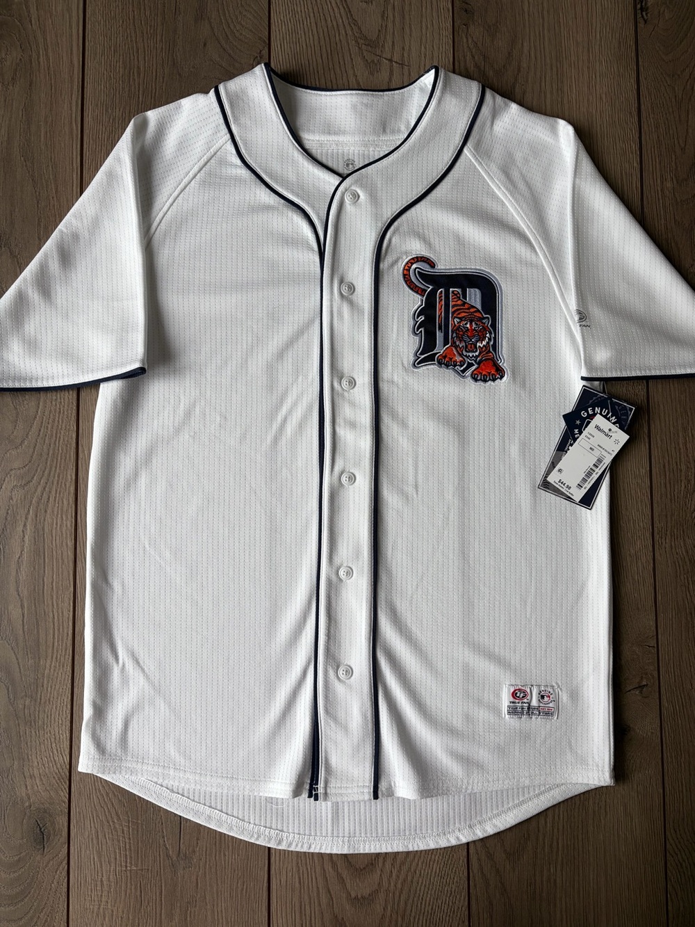 Detroit Tigers White Button-Front Baseball Jersey With Patch Logo